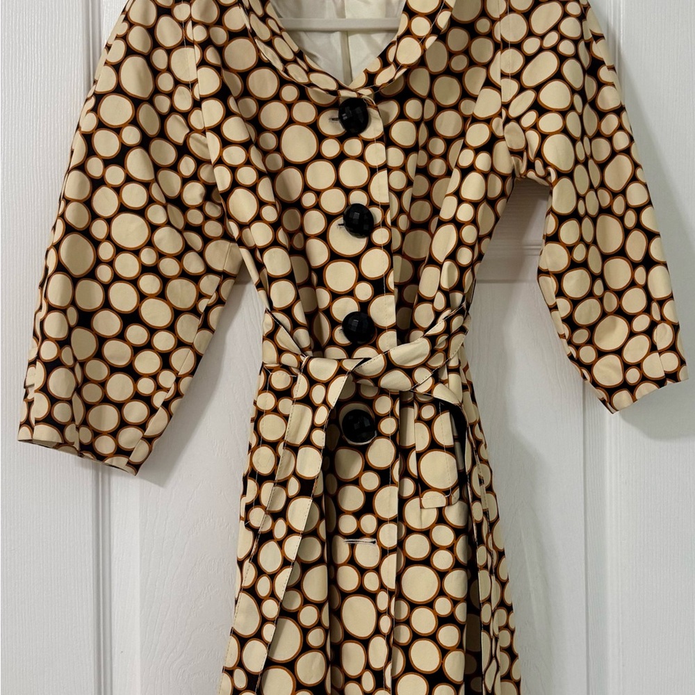 Cynthia Steffe NY Stylish Polka Dot Coat - Cream and Brown